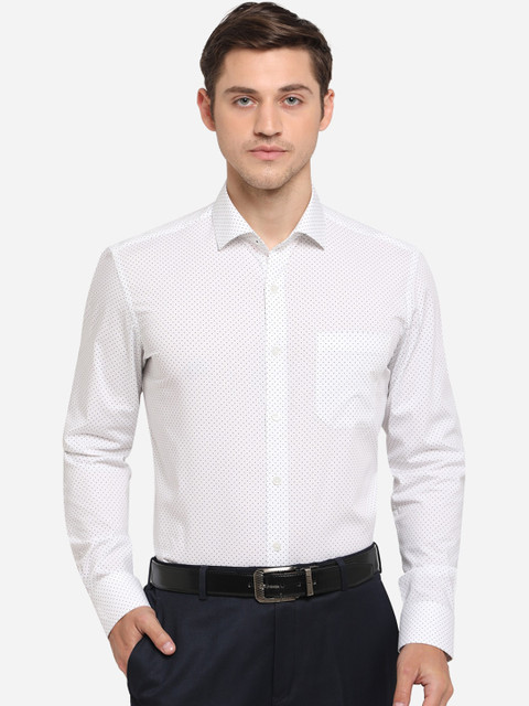 

METAL Men White Slim Fit Printed Casual Cotton Shirt