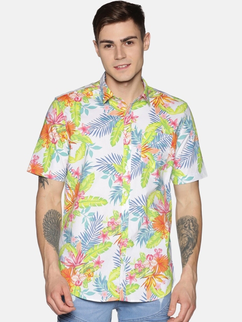 

Tusok Men Cream-Coloured Regular Fit Printed Casual Shirt