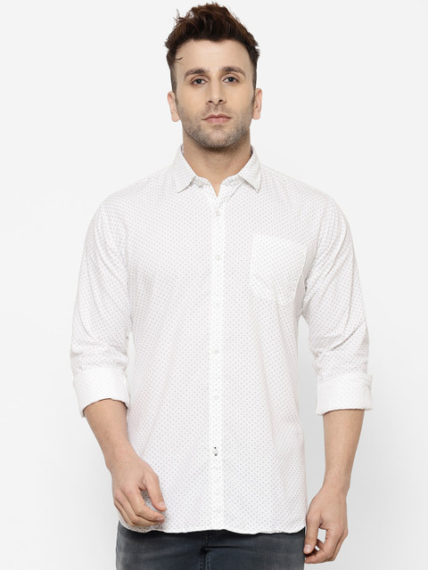 

cape canary Men White Regular Fit Printed Casual Shirt