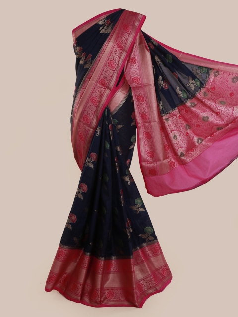 

Pothys Navy Blue & Pink Tissue Woven Design Saree