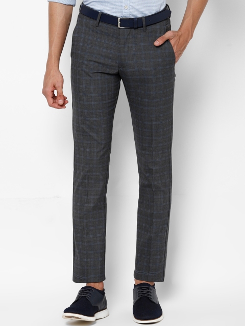 

Allen Solly Men Grey Slim Fit Checked Formal Trousers