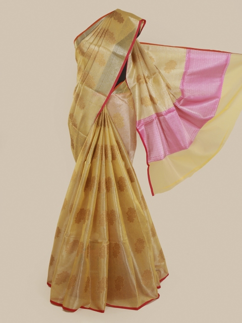 

Pothys Cream-Coloured Woven Design Tissue Saree