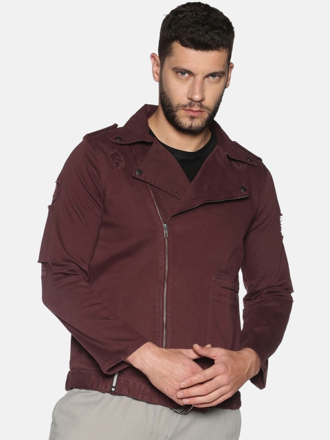 

IMPACKT Men Maroon Solid Asymmetric Closure Tailored Jacket