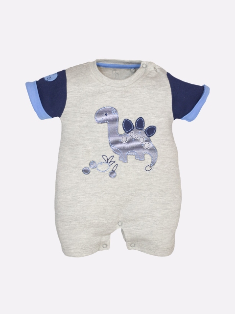 

BABY GO Infants Kids Grey & Blue Appliqued Romper