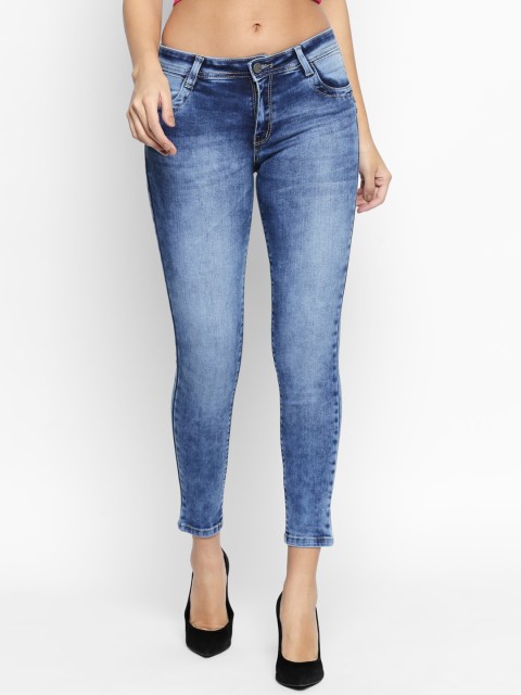

PURPLE WATER Women Blue Slim Fit High-Rise Stretchable Clean Look Jeans