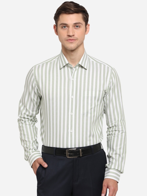

JADE BLUE Men White Slim Fit Striped Casual Shirt
