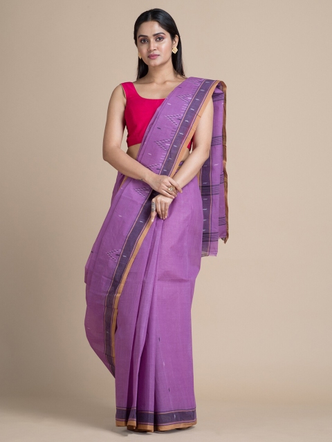 

Mitera Purple Pure Cotton Woven Design Taant Saree