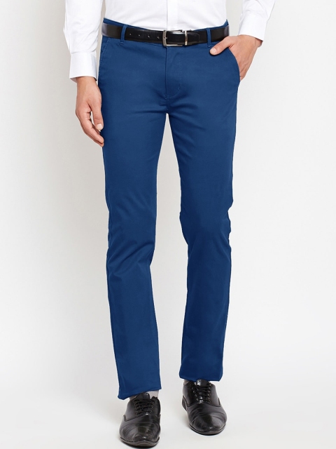 

Hancock Men Blue Slim Fit Solid Regular Trousers