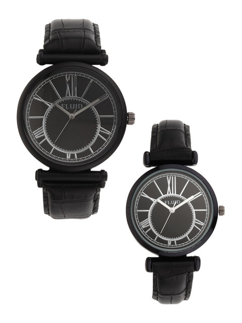 

FLUID Unisex Black Analogue Watch Gift Set