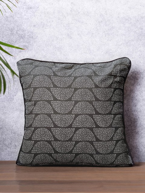 

PETAL HOME Black Abstract Printed Cushion Cover, Charcoal