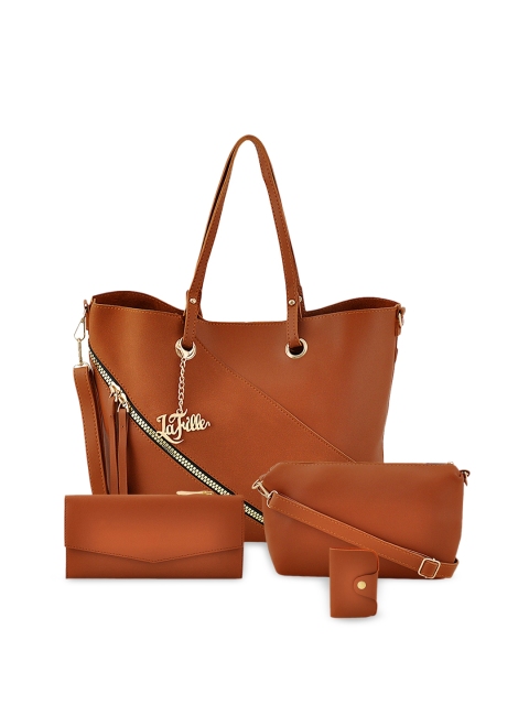 

LaFille Tan Solid Shoulder Bag Combo