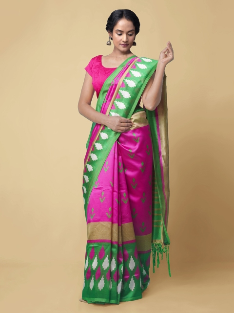

Unnati Silks Pink Art Silk Woven Design Mysore Silk Saree