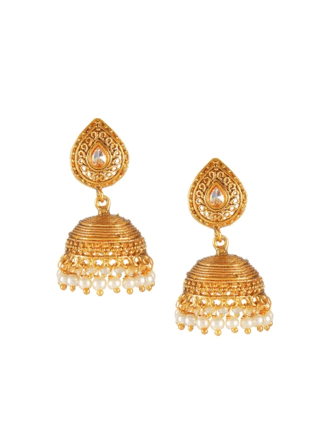 

Adwitiya Collection 24CT Gold-Plated Dome Shaped Jhumkas