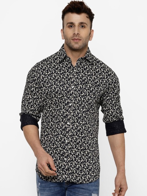 

cape canary Men Black Regular Fit Printed Casual Shirt