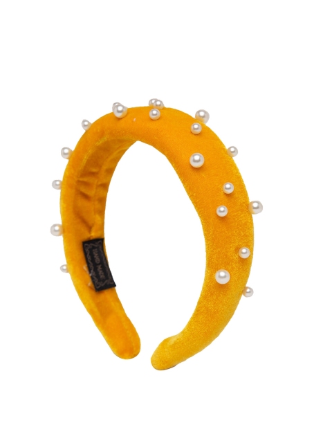 

YouBella Women Yellow Pearl Beaded Hairband