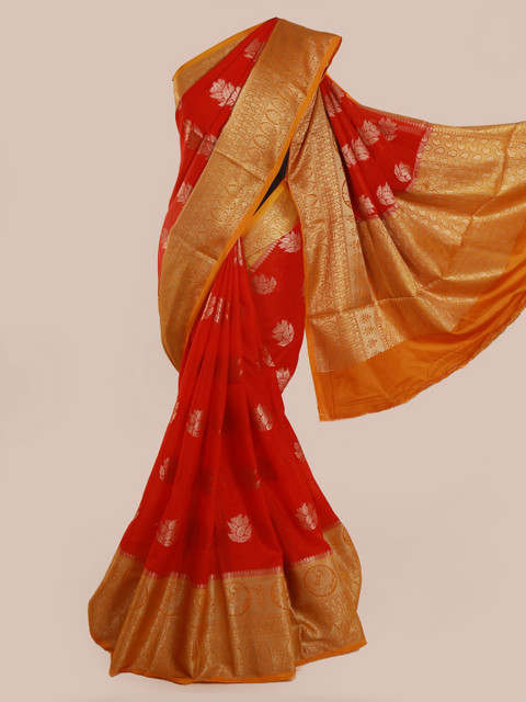 

Pothys Red Woven Design Tissue Saree