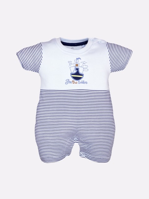 

BABY GO Infant Kids Blue & White Striped Romper