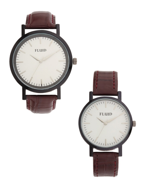 

FLUID Unisex White Analogue Couple Watch Gift Set FL-804PR-WH01