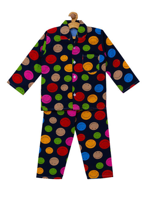 

Fuzzy Bear Boys Multicoloured Printed Night suit, Multi