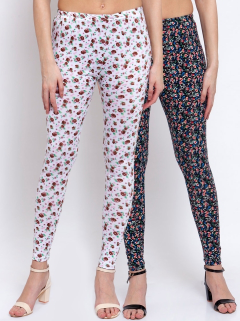 

KLOTTHE Women Pack Of 2 Printed Ankle-Length Leggings, Black
