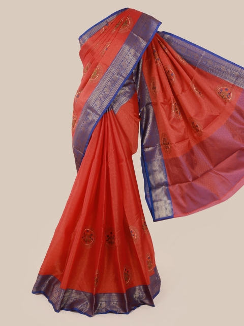 

Pothys Orange Woven Design Cotton Blend Saree