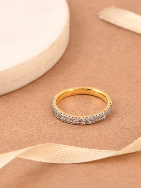 

Tistabene Gold-Plated White Stone-Studded Band Finger Ring