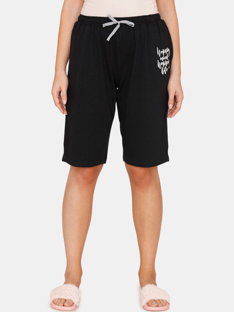 

Zivame Women Black Solid Loose Fit Regular Shorts