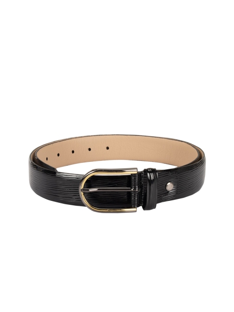 

Da Milano Men Black Textured Leather Belt