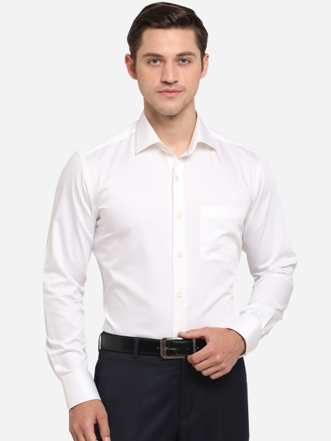

JADE BLUE Men White Slim Fit Solid Cotton Formal Shirt