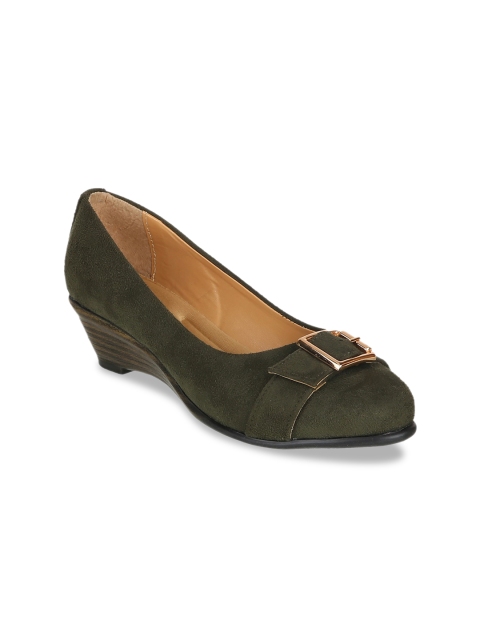 

ELLE Women Olive Green Solid Pumps