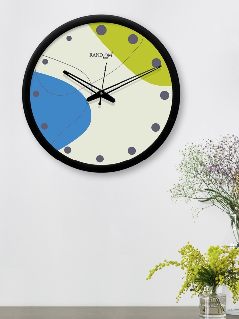 

RANDOM Off-White & Blue Round Colourblocked 30.4 cm Analogue Wall Clock