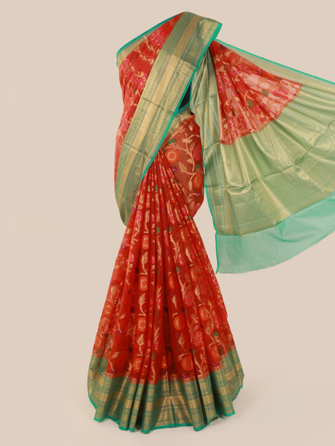 

Pothys Red Woven Design Tissue Saree