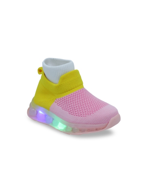 

Feetwell Shoes Boys Yellow Colourblocked Slip-on Sneakers, Pink