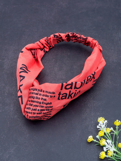 

Golden Peacock Peach-Coloured & Navy Blue Knot Design Printed Elasticated Hairband