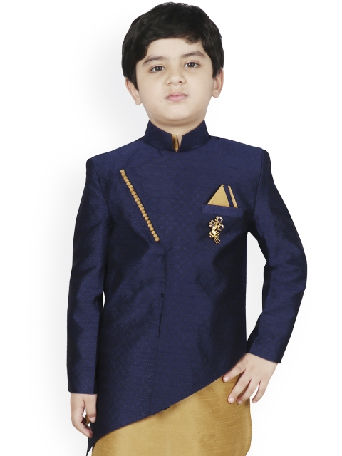 

SG YUVRAJ Boys Navy Blue Self Design Ethnic Tailored Jacket
