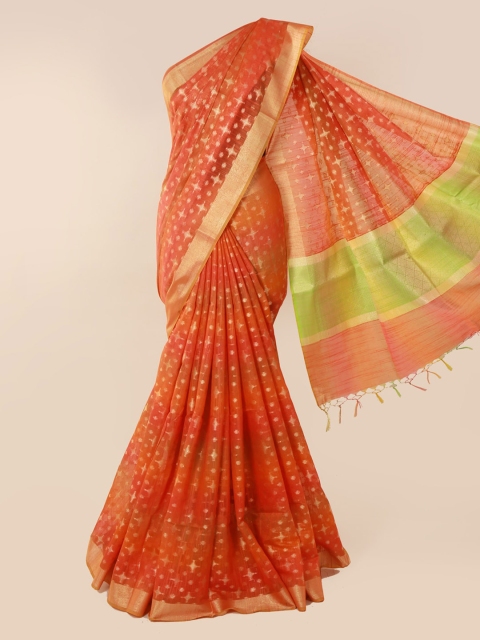 

Pothys Orange Woven Design Cotton Blend Saree