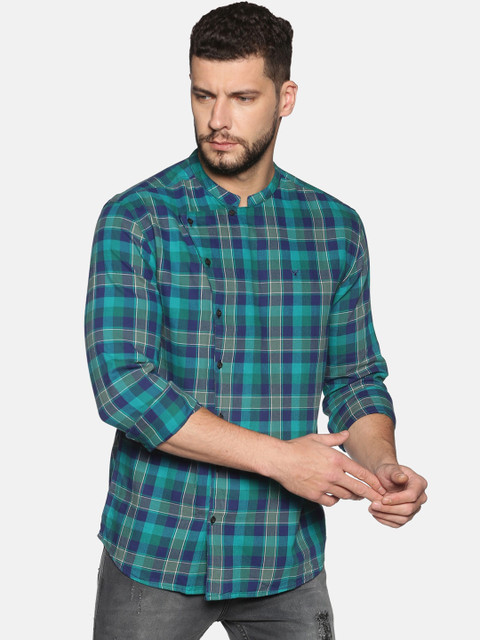 

SHOWOFF Men Green Slim Fit Checked Casual Shirt