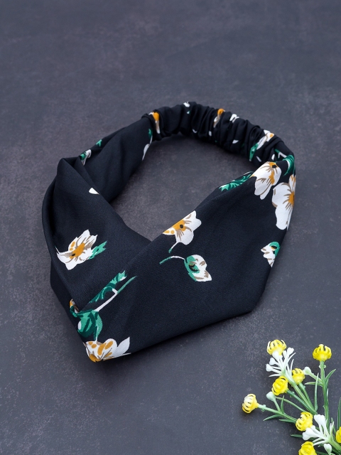 

Golden Peacock Navy Blue & Sea Green Knot Design Floral Printed Elasticated Hairband
