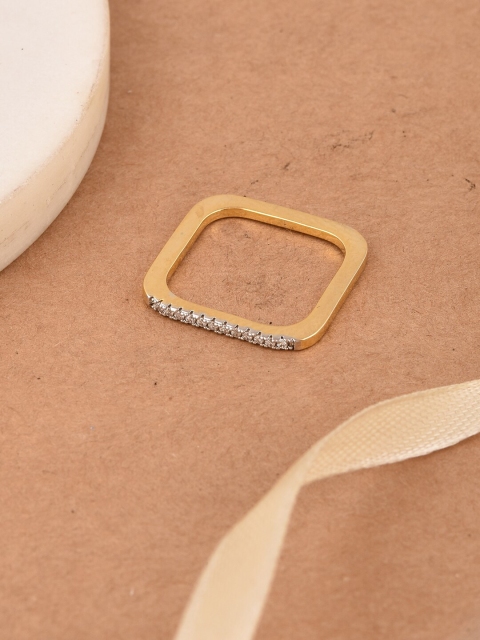 

Tistabene Gold-Plated White Stone-Studded Finger Ring