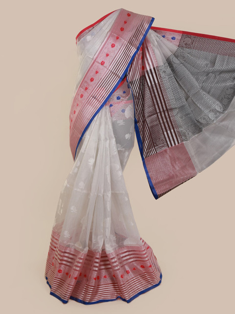 

Pothys White Woven Design Cotton Blend Saree