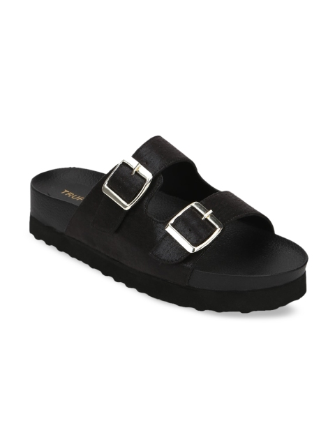 

Truffle Collection Women Black Solid PU Open Toe Flats