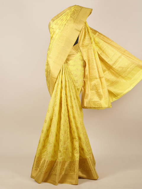

Pothys Yellow Woven Design Jute Silk Saree
