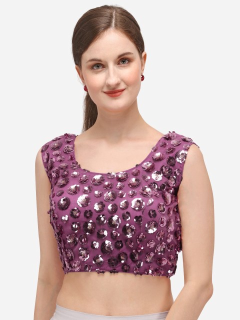 

Fab Dadu Women Purple Embellished Saree Blouse