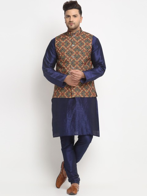 

Benstoke Men Blue Solid Kurta with Pyjamas