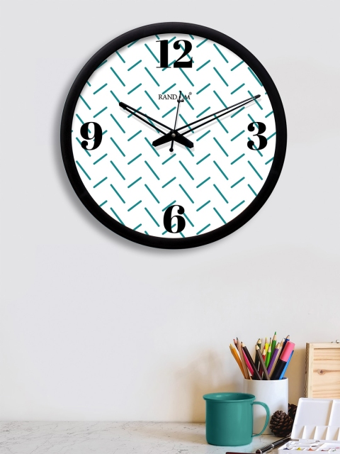 RANDOM White & Blue Round Printed 30.4 cm Analogue Wall Clock