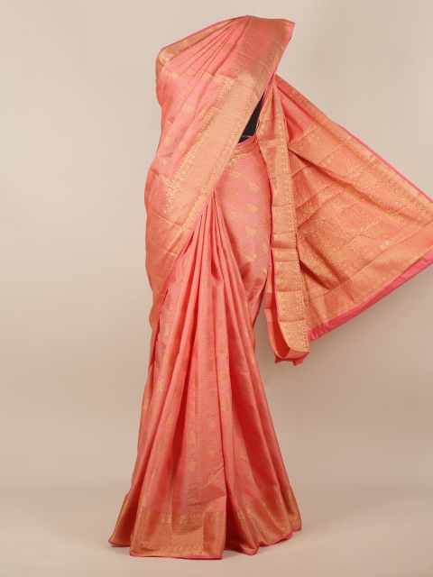 

Pothys Pink & Gold-Toned Jute Silk Woven Design Saree