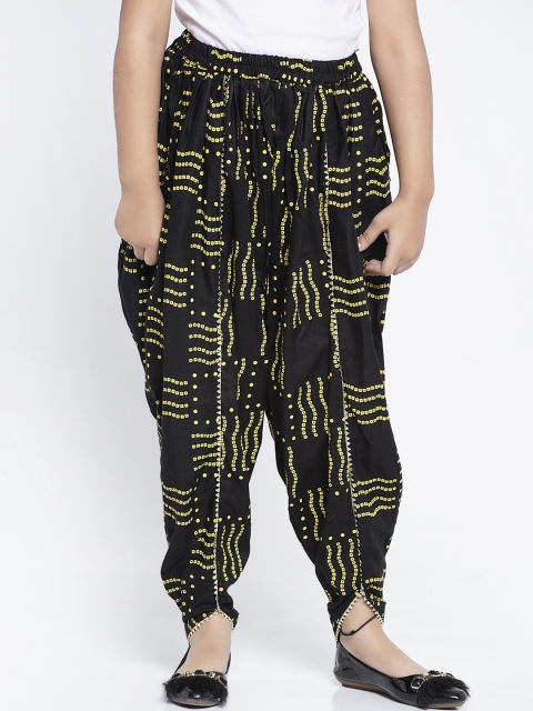 

Baani Creations Girls Black & Yellow Printed Dhoti Pants