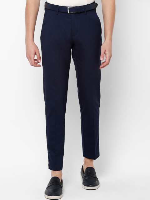 

Allen Solly Men Navy Blue Slim Fit Self Design Regular Trousers