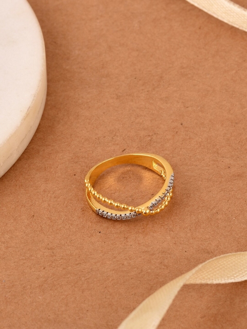 

Tistabene Gold-Plated White Stone-Studded Finger Ring