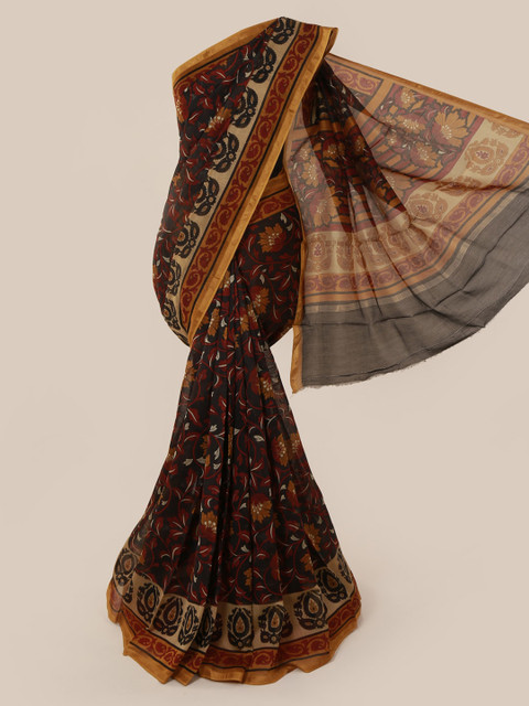 

Pothys Brown & Orange Cotton Blend Printed Saree